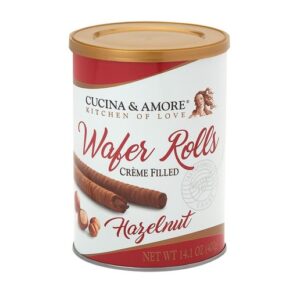 Cucina & Amore Creme Filled Wafer Roll Tins Hazelnut 14.1oz 6ct